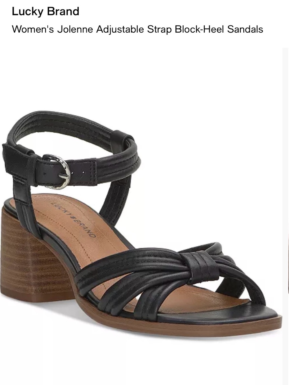 Lucky Brand Black Knotted-Strap Block Heel Sandals